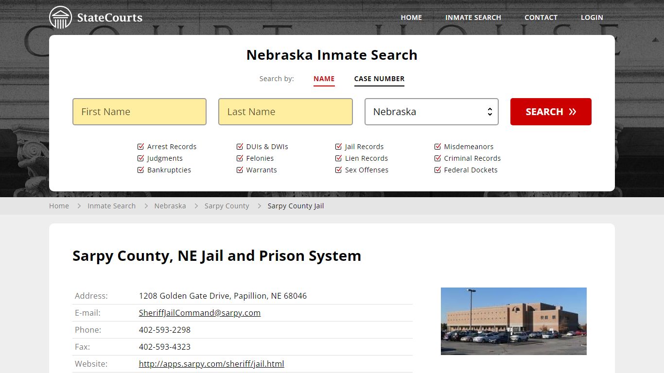 Sarpy County Jail Inmate Records Search, Nebraska - StateCourts